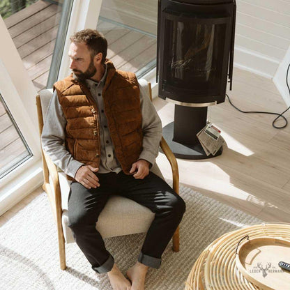 Jackson Veloursleder Steppweste in elegantem Karamellfarben