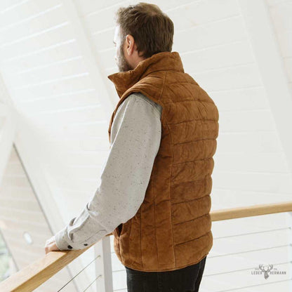 Jackson Veloursleder Steppweste in elegantem Karamellfarben