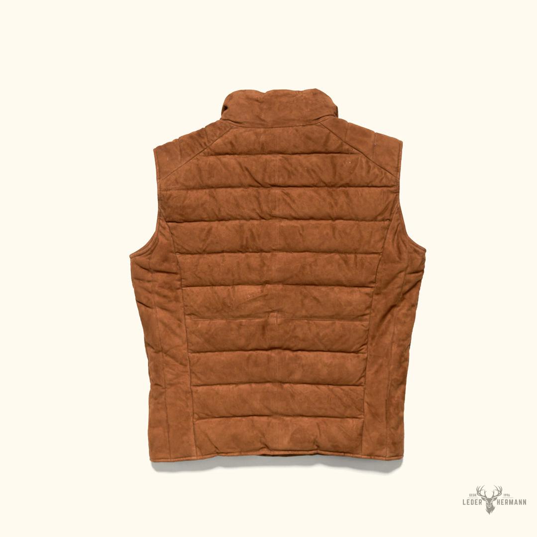 Jackson Veloursleder Steppweste in elegantem Karamellfarben