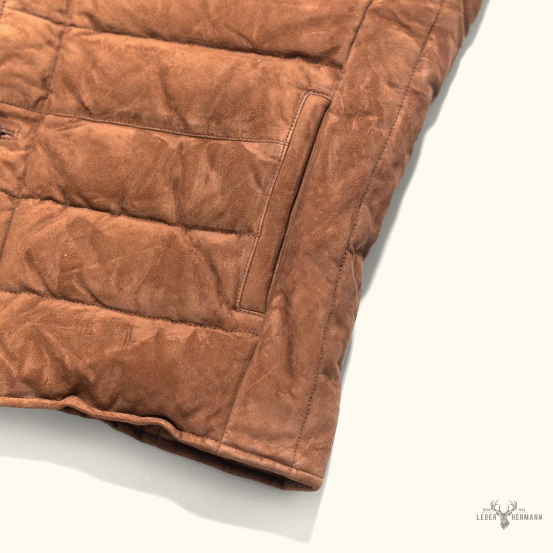 Jackson Veloursleder Steppweste in elegantem Karamellfarben