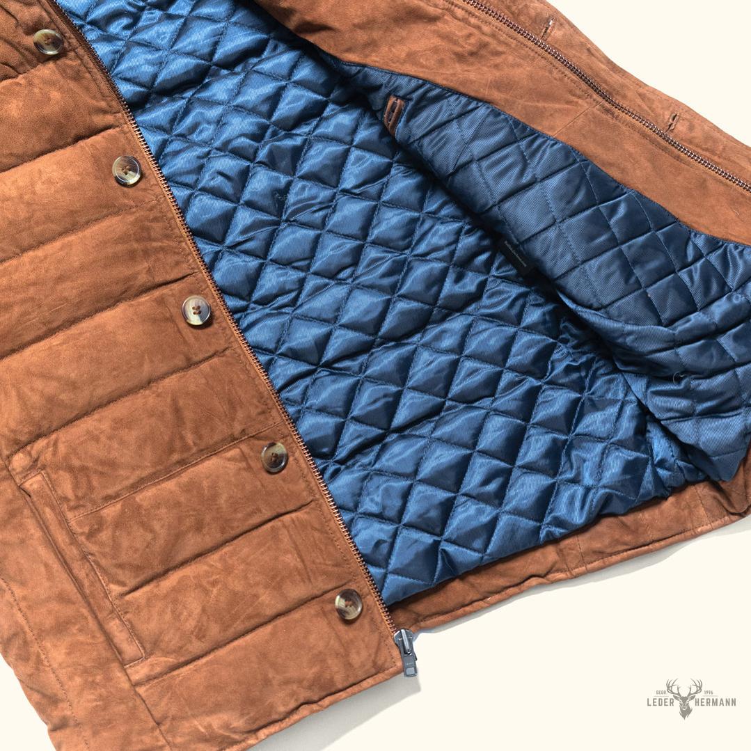 Jackson Veloursleder Steppweste in elegantem Karamellfarben