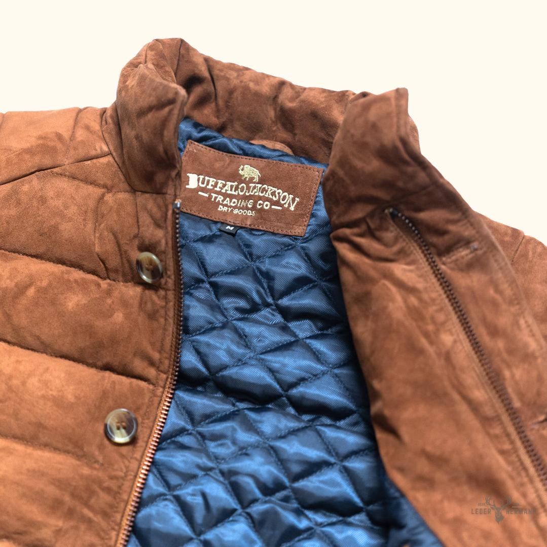Jackson Veloursleder Steppweste in elegantem Karamellfarben