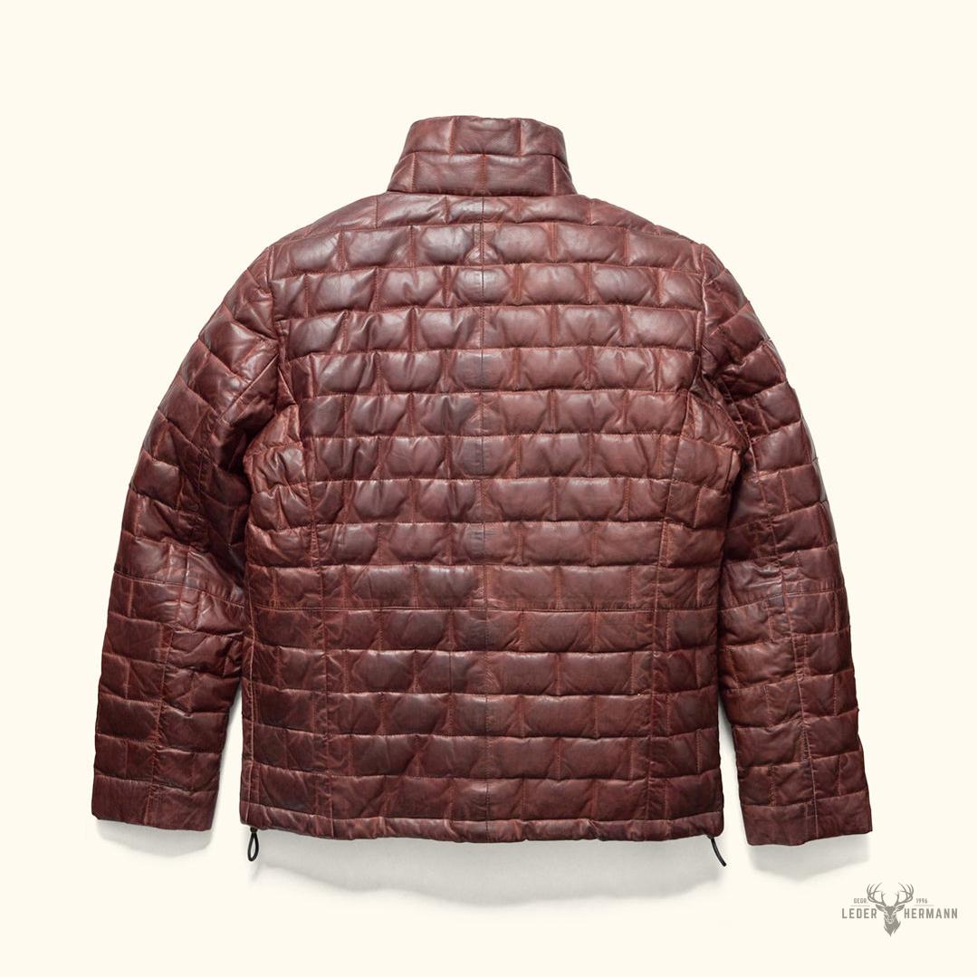 Teton Leder Leichte Daunenjacke in Elegant Mahagoni-Braun