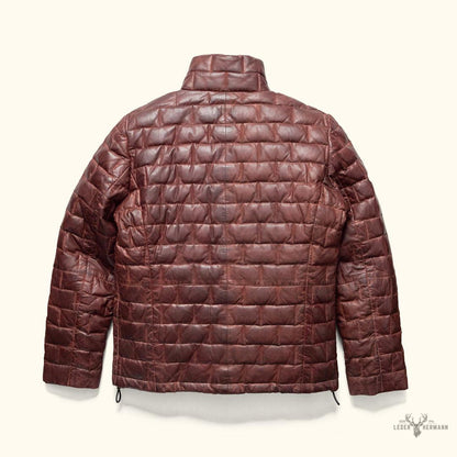 Teton Leder Leichte Daunenjacke in Elegant Mahagoni-Braun