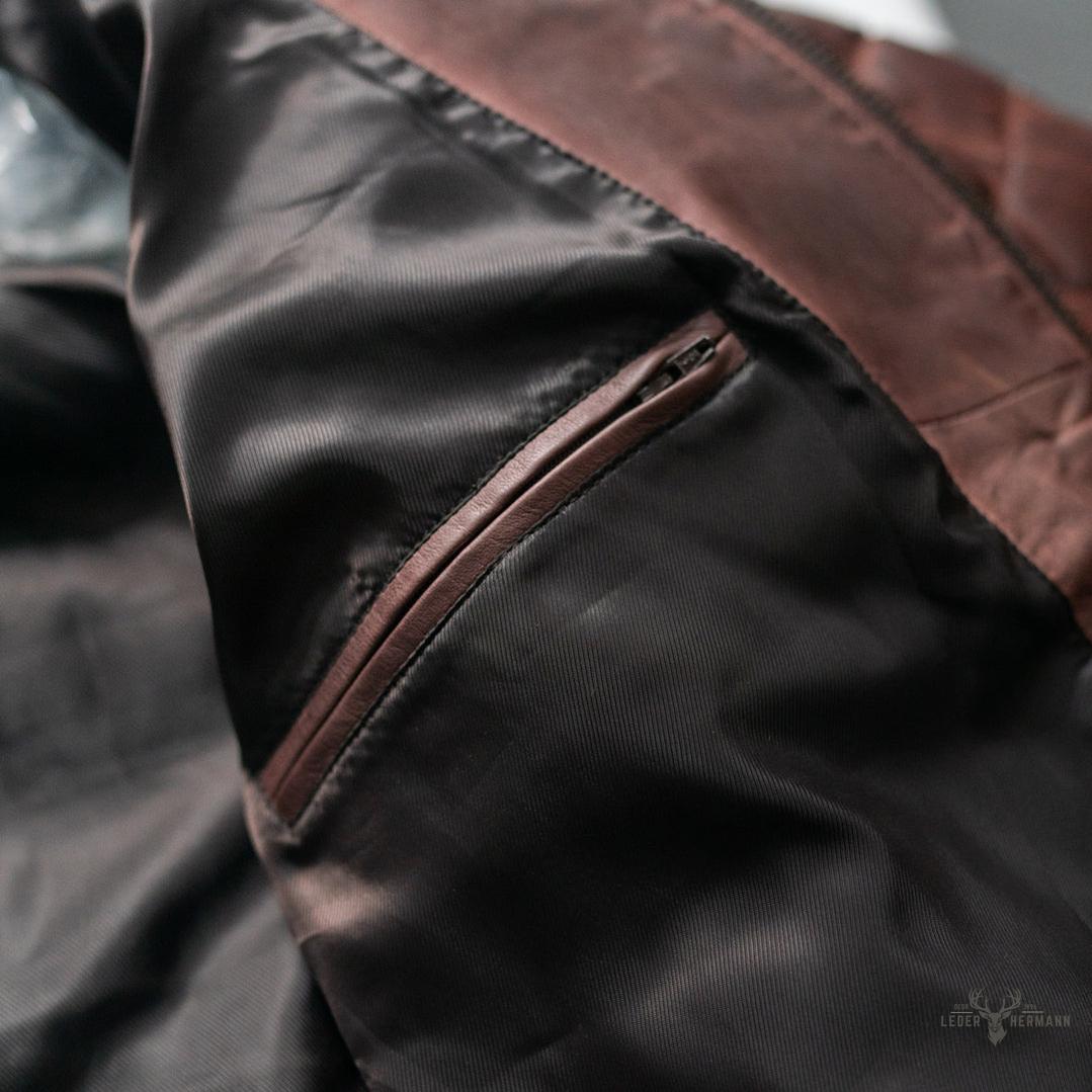 Teton Leder Leichte Daunenjacke in Elegant Mahagoni-Braun