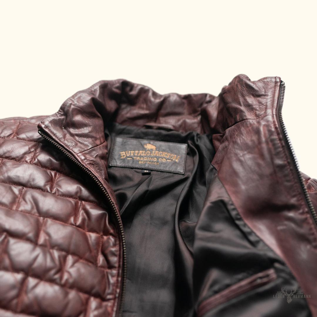 Teton Leder Leichte Daunenjacke in Elegant Mahagoni-Braun