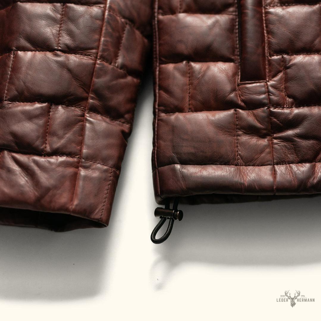 Teton Leder Leichte Daunenjacke in Elegant Mahagoni-Braun