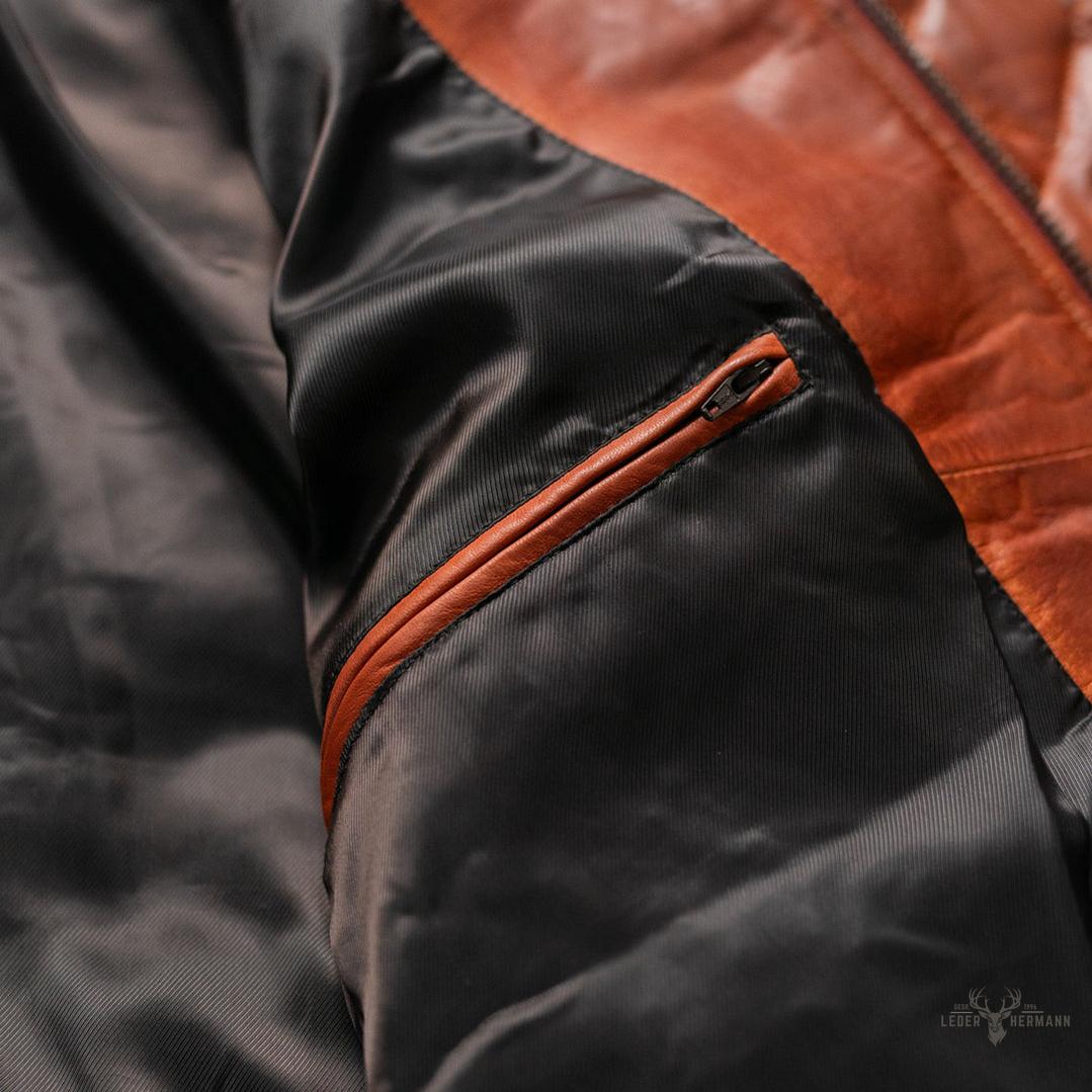 Teton Lederleichte Daunenjacke in Whiskey Braun – Stil und Komfort in einem Schritt