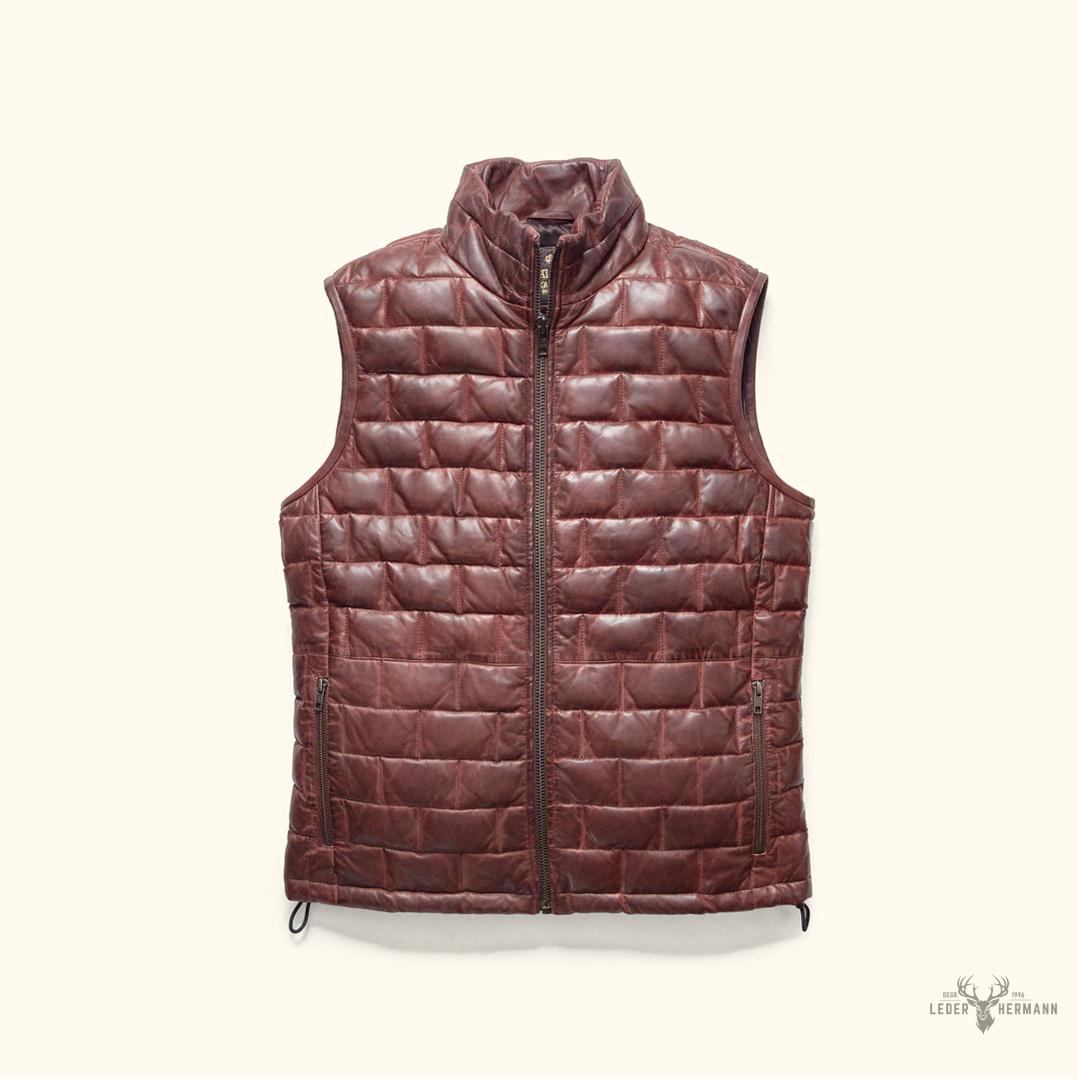Teton Leder Leichtes Daunenweste in Elegantem Mahagoni Braun