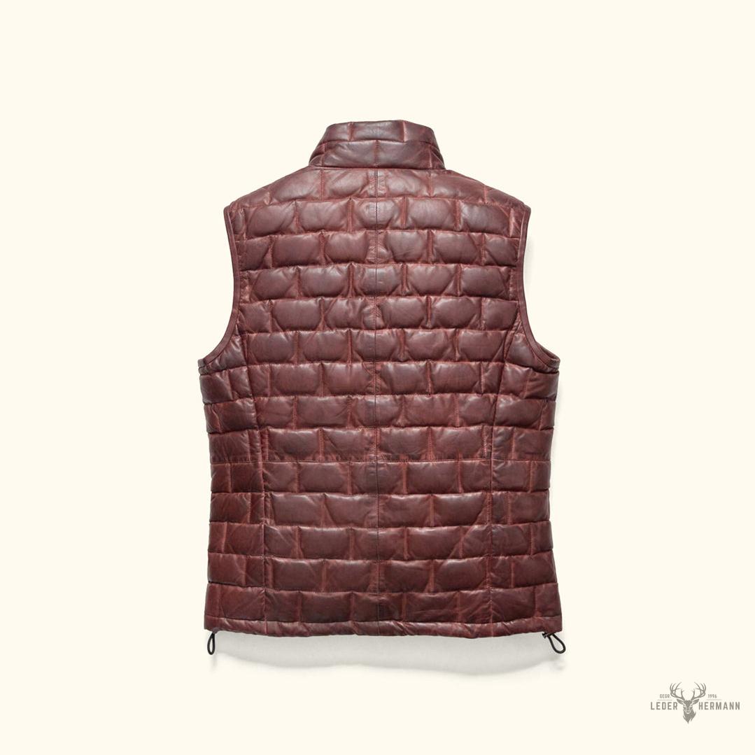 Teton Leder Leichtes Daunenweste in Elegantem Mahagoni Braun
