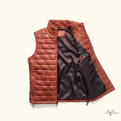 Teton Leder Leichte Daunenweste in Elegant Whiskey Brown