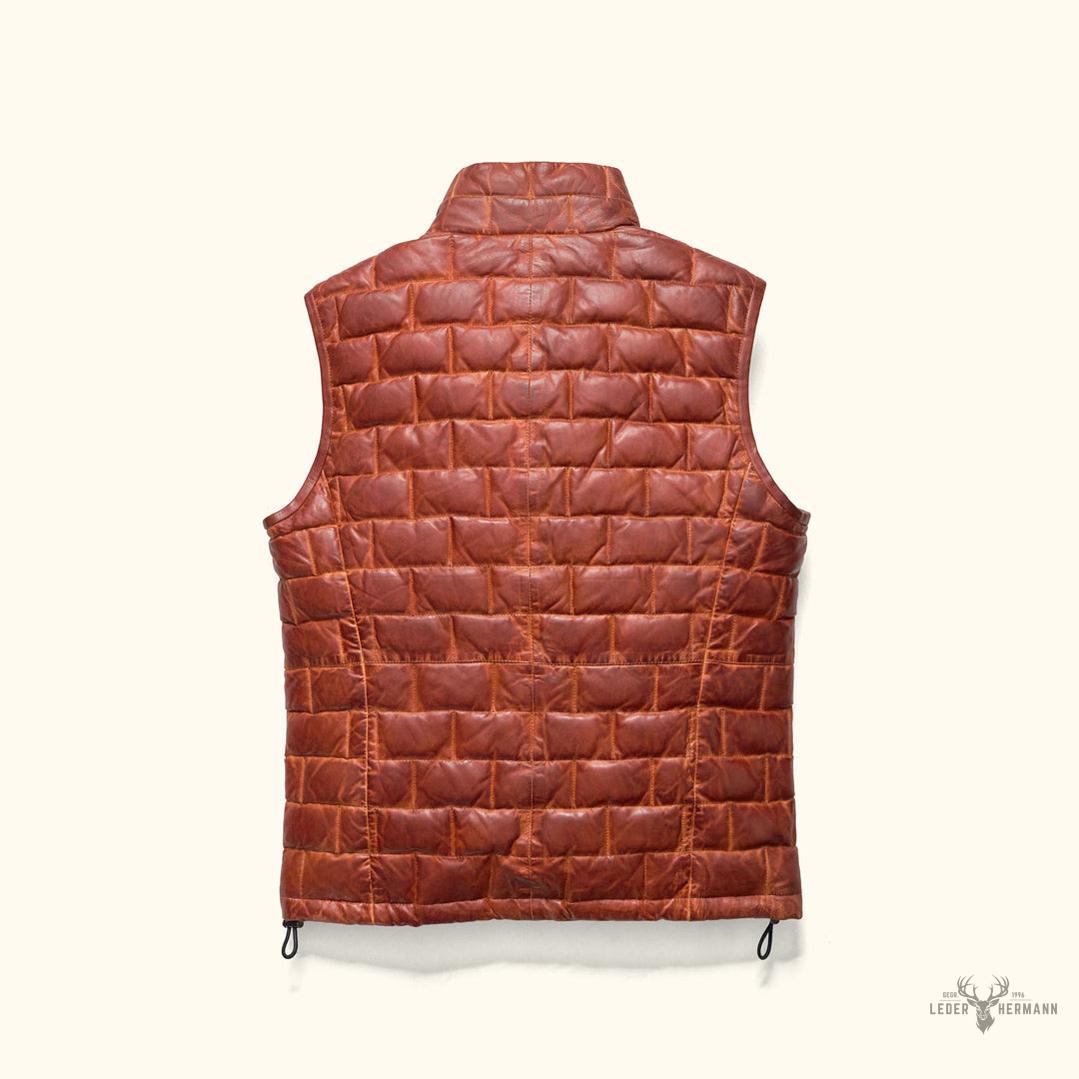 Teton Leder Leichte Daunenweste in Elegant Whiskey Brown