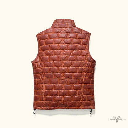 Teton Leder Leichte Daunenweste in Elegant Whiskey Brown