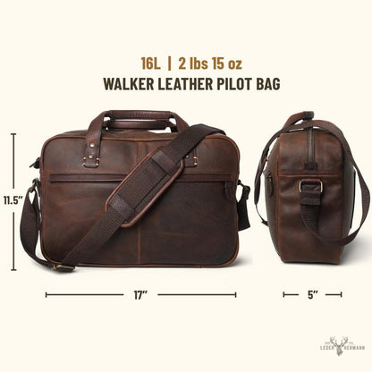 Pilot-Tasche aus Leder Walker | Vintage-Stil Eichenholz