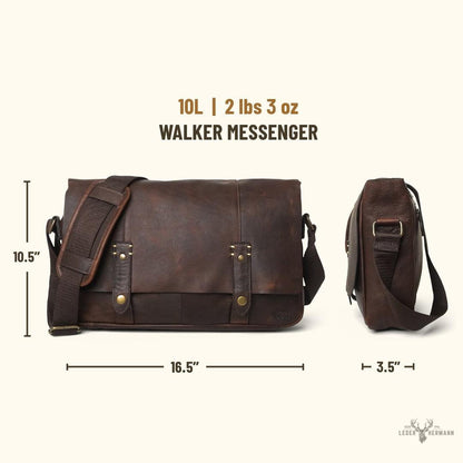 Messenger-Tasche aus Leder Walker | Vintage-Stil Eiche