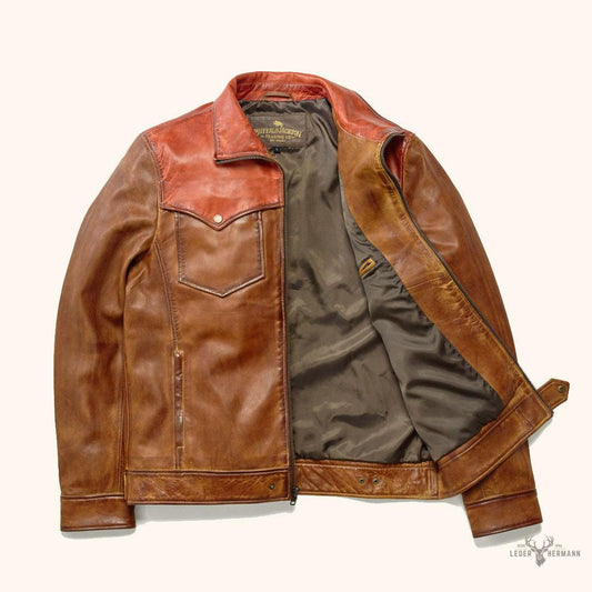 Western Elkhorn Lederjacke in edlem Kupfer- und Whiskey-Ton