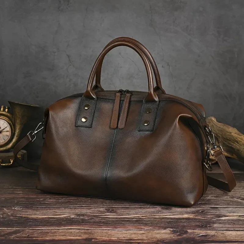 Elegante Vintage-Echtleder-Handtasche für Damen