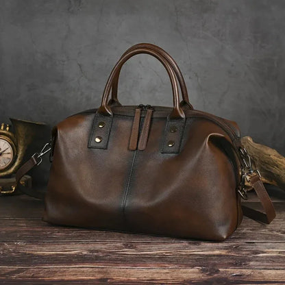Elegante Vintage-Echtleder-Handtasche für Damen