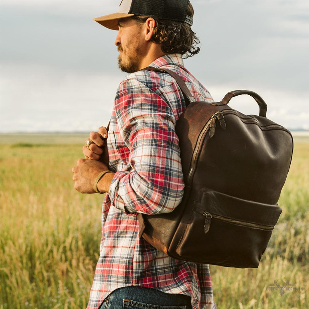 Leder Rucksack Walker | Vintage Stil Eiche
