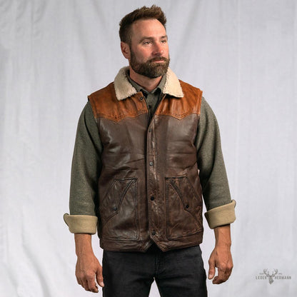 Jackson Leder Sherpa Weste für Herren – Komfort trifft Stil in Tan & Braun