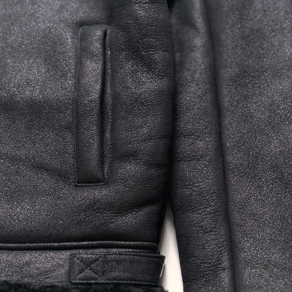 Lederimitat mit Shearling-Stil Bomber Jacke – Schwarze Eleganz für einen trendigen Look