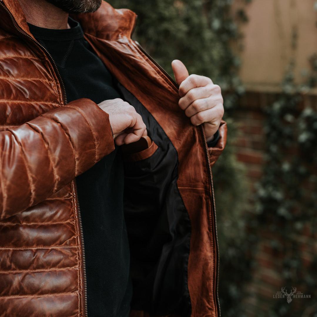 Bridger Leder Steppjacke für einen eleganten Stil in Hellbraun