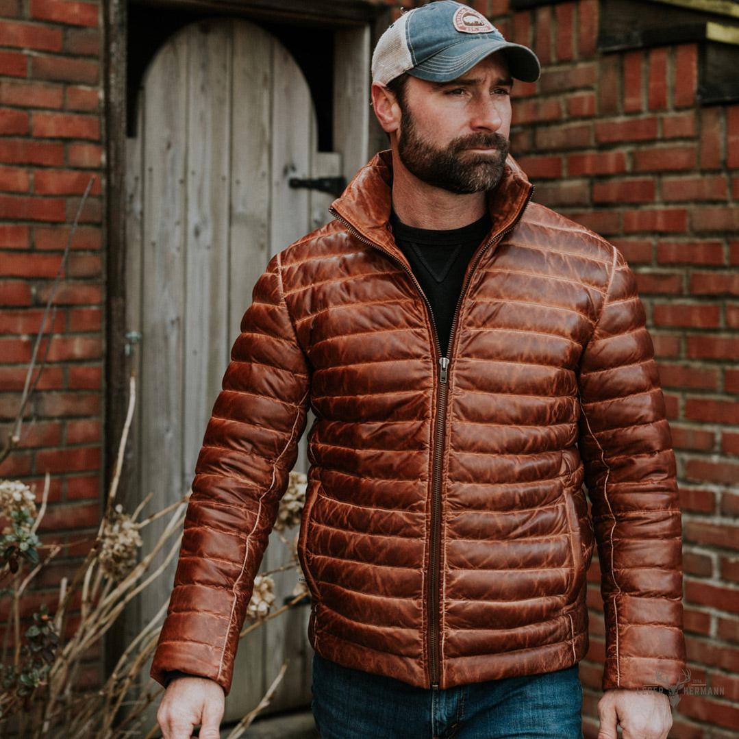 Bridger Leder Steppjacke für einen eleganten Stil in Hellbraun