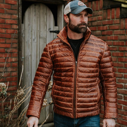 Bridger Leder Steppjacke für einen eleganten Stil in Hellbraun