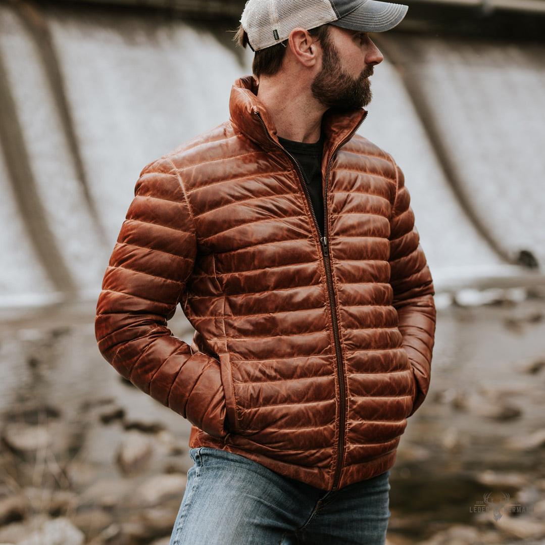 Bridger Leder Steppjacke für einen eleganten Stil in Hellbraun