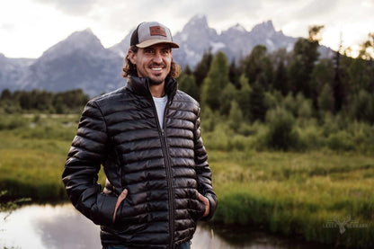 Bridger Leder Daunenjacke – Stilvolle und Warme Schwarze Oberbekleidung