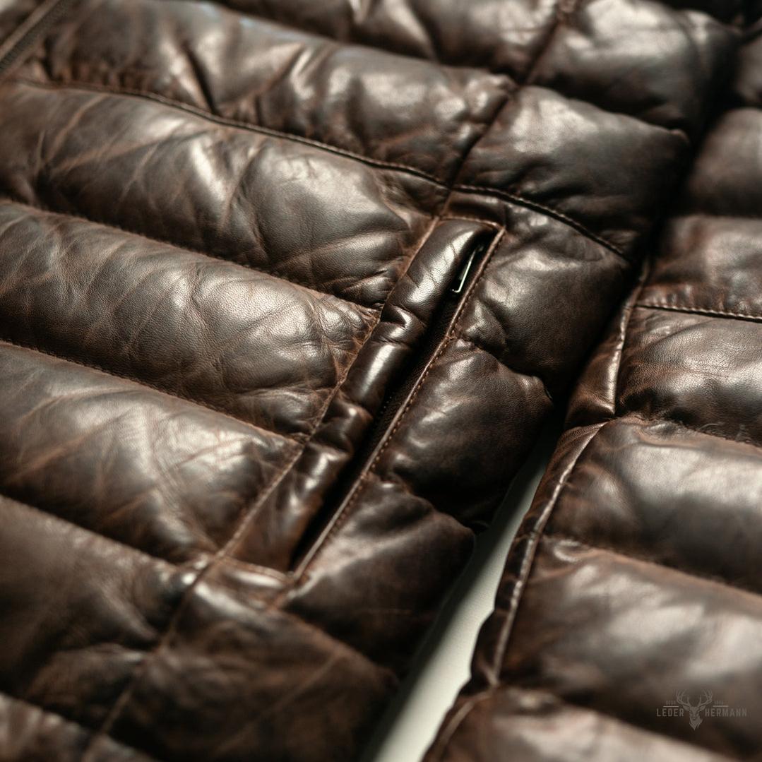 Bridger Leder Daunenjacke in Beige & Braun – Stilvoll und Wärmebereit