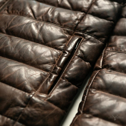 Bridger Leder Daunenjacke in Beige & Braun – Stilvoll und Wärmebereit
