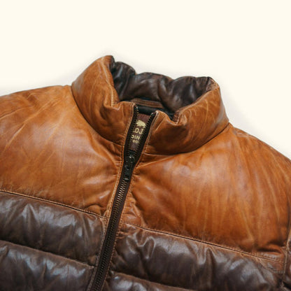 Bridger Leder Daunenjacke in Beige & Braun – Stilvoll und Wärmebereit