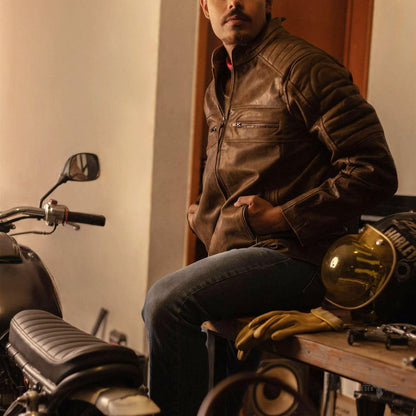 Vintage Café Racer Lederjacke Braun Favorites