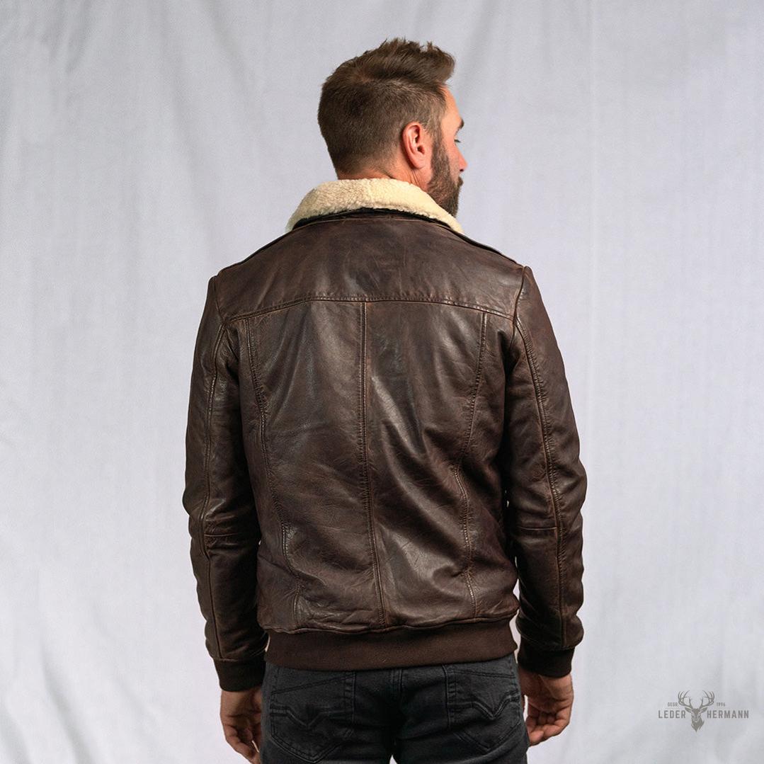 Maverick Lederjacke Bomber | Braune Sercé mit Vintage-Effekt