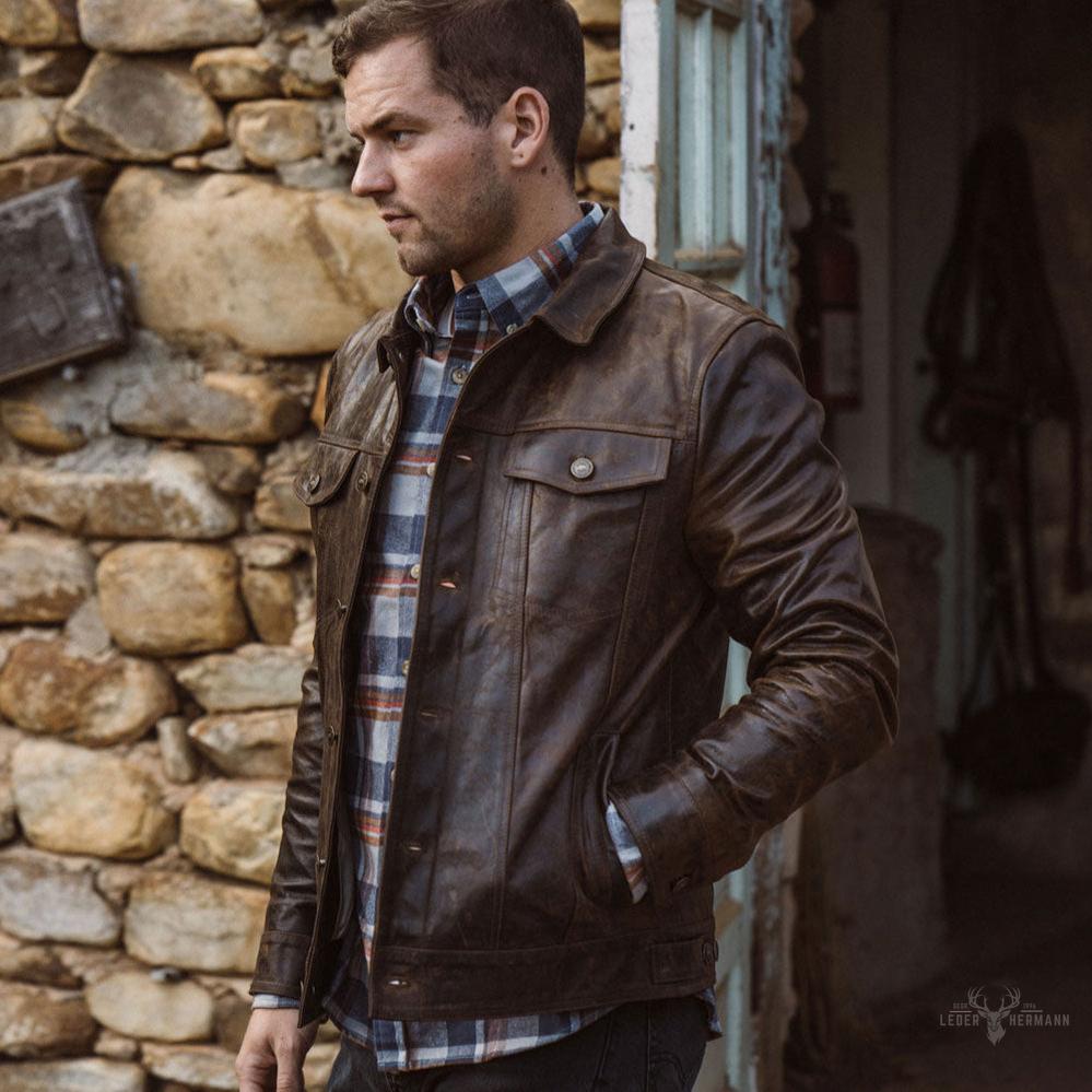 Elegante Driggs Lederjacke in stilvollem Braun