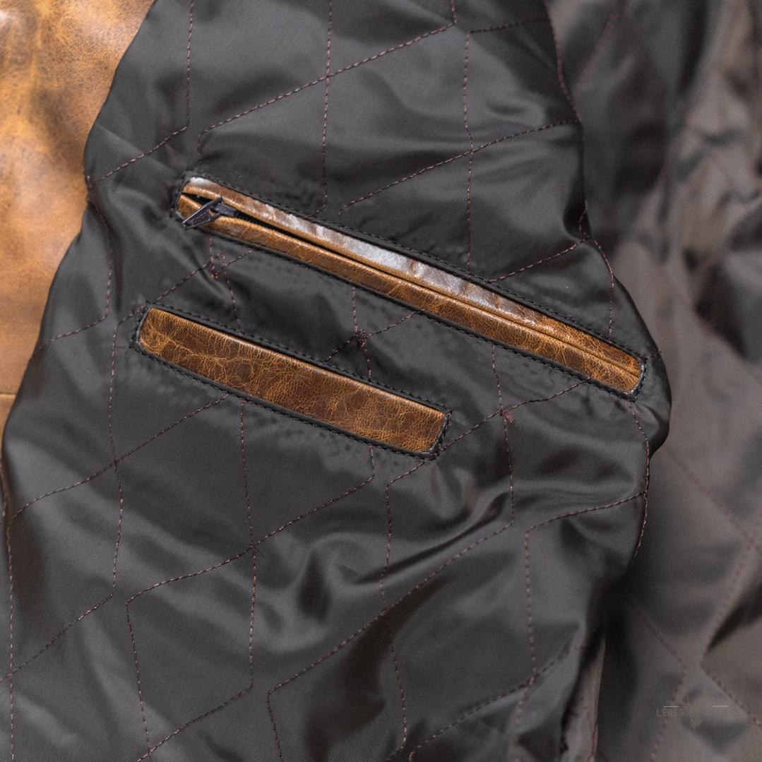Vintage braune Leder-Café-Racer-Jacke