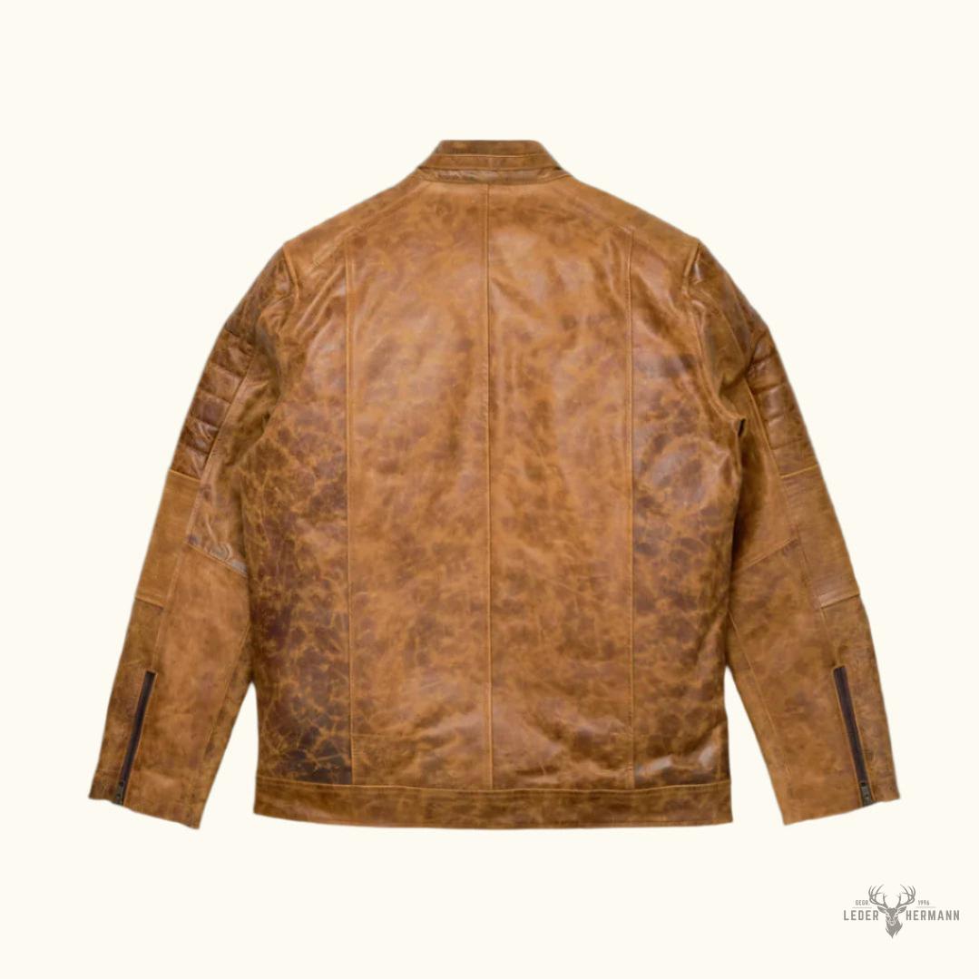 Vintage braune Leder-Café-Racer-Jacke