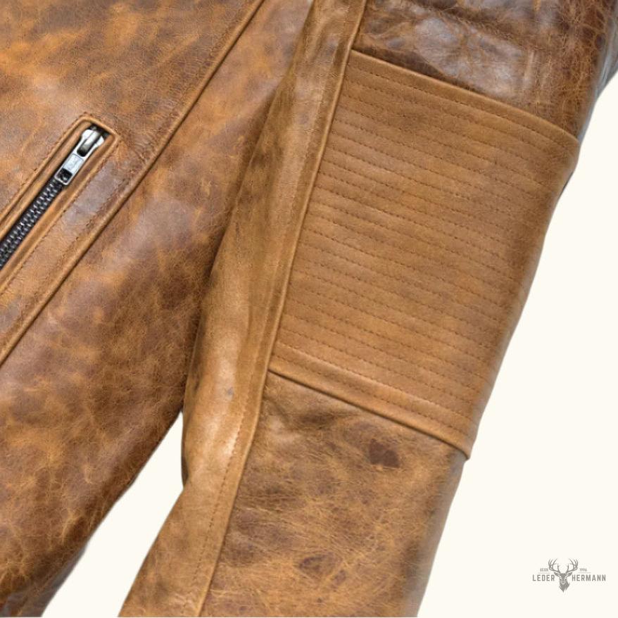 Vintage braune Leder-Café-Racer-Jacke