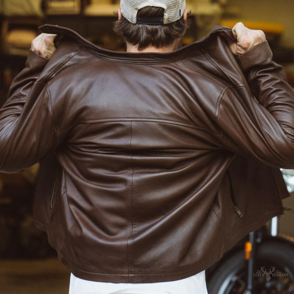 Motorrad-Lederjacke Thompson - Eleganz und Stil in Braun