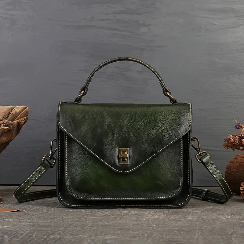 Elegante echte Leder Retro Posttasche für Damen