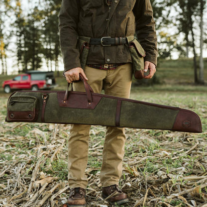 Dakota Wachskarton Gewehrhülle mit Dunkel-Briar-Leder-Details – Eleganz und Premium-Schutz
