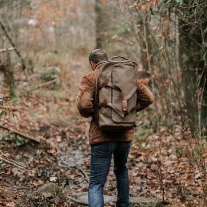 Dakota Reserve Wachs-Kanvas-Duffelbag und Rucksack Set in stilvollem Feld-Khaki