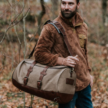 Dakota Reserve Wachs-Kanvas-Duffelbag und Rucksack Set in stilvollem Feld-Khaki