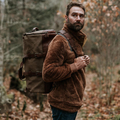 Dakota Reserve Wachs-Kanvas-Duffelbag und Rucksack Set in stilvollem Feld-Khaki