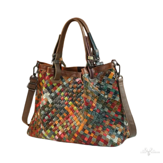 Gewebte Vintage Leder Tasche (Wellpunkt Design)