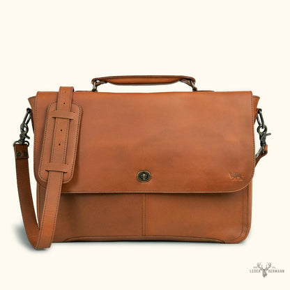 Roosevelt Leder Messenger Tasche für Laptop – Eleganz im Ambra Braun Stil
