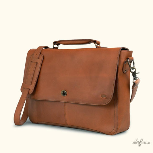 Roosevelt Leder Messenger Tasche für Laptop – Eleganz im Ambra Braun Stil