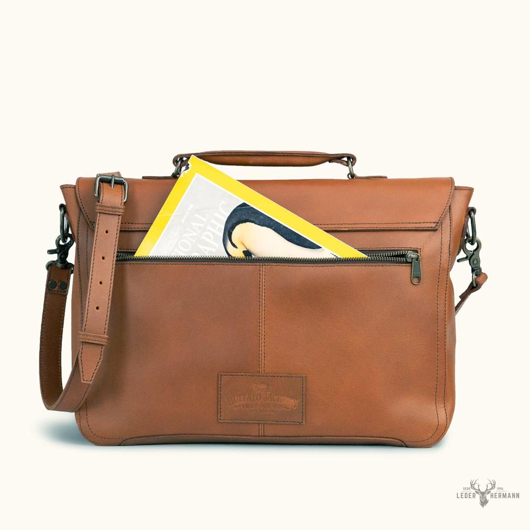 Roosevelt Leder Messenger Tasche für Laptop – Eleganz im Ambra Braun Stil