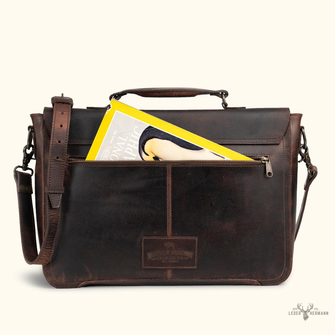 Roosevelt Leder-Laptoptasche im Messenger-Stil | Dunkles Eichenholz